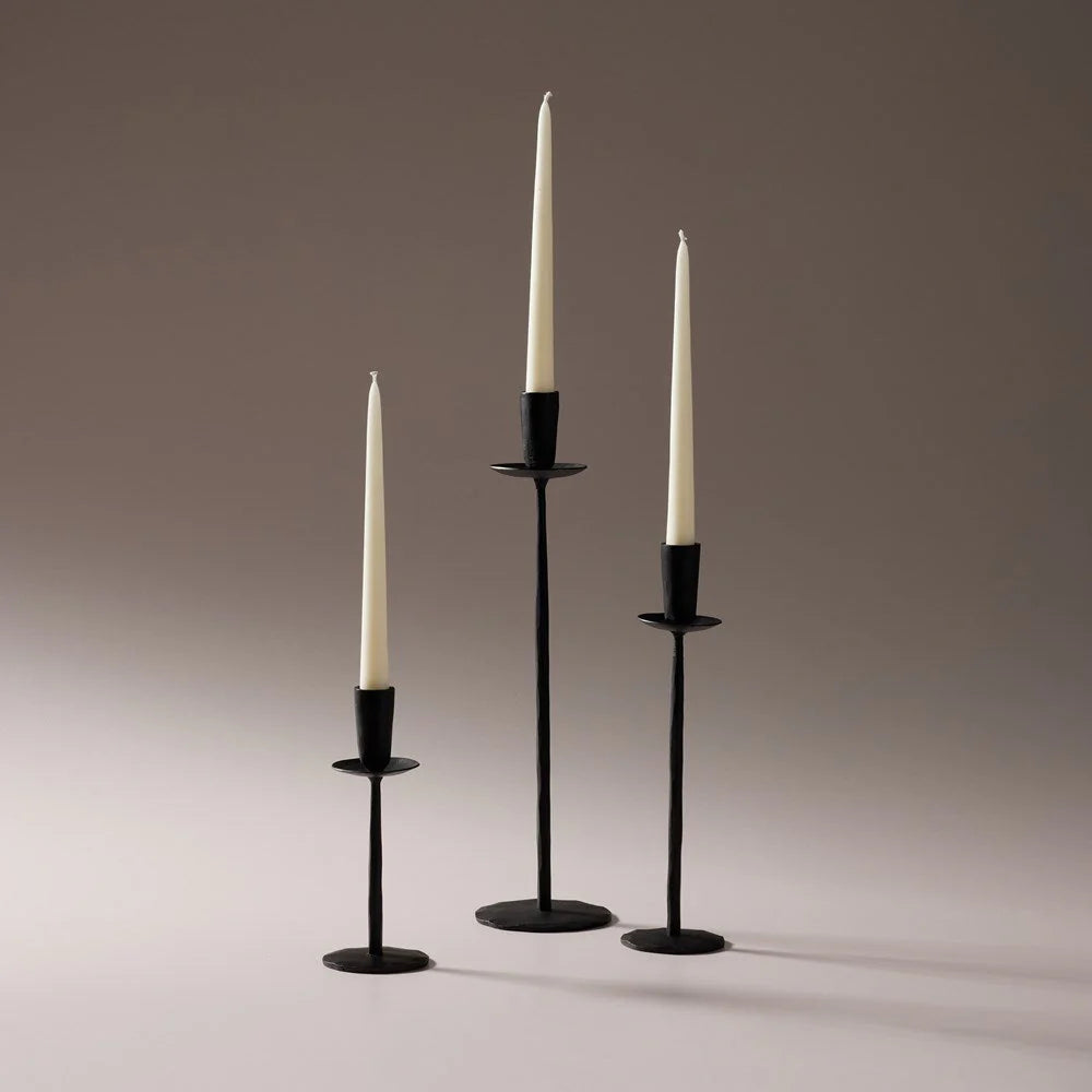 Atelier Black Iron Candle Stands x 3 with white pillar candles - available at LOVINLIFE Co Byron Bay for all your gifts, candles and interior decorating needs