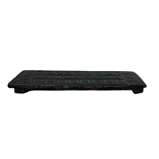 Barefoot Gypsy -Vintage Carved Indian Bajot Tray - Black Wood - Stocked at LOVINLIFE Co Byron Bay for all your gifts, candles and interior decorating needs