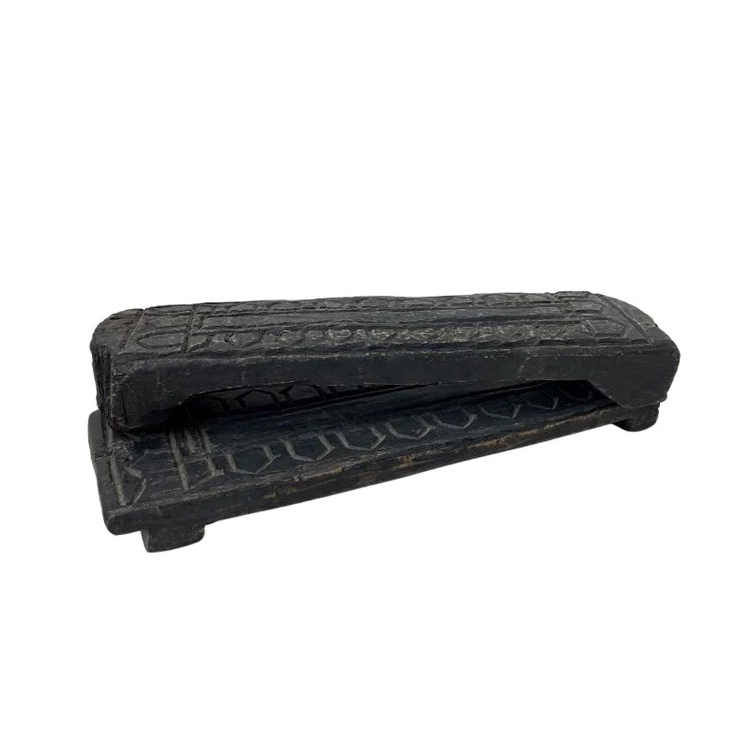 Barefoot Gypsy -Vintage Carved Indian Bajot Tray - 2 x Black Wood - Stocked at LOVINLIFE Co Byron Bay for all your gifts, candles and interior decorating needs