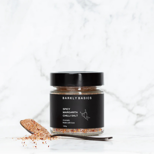 Jar of Barkly Basics Spicy Margarita Chilli Salt on a white background - available at LOVINLIFE Co Byron Bay for all your gifts, candles and interior decorating needs