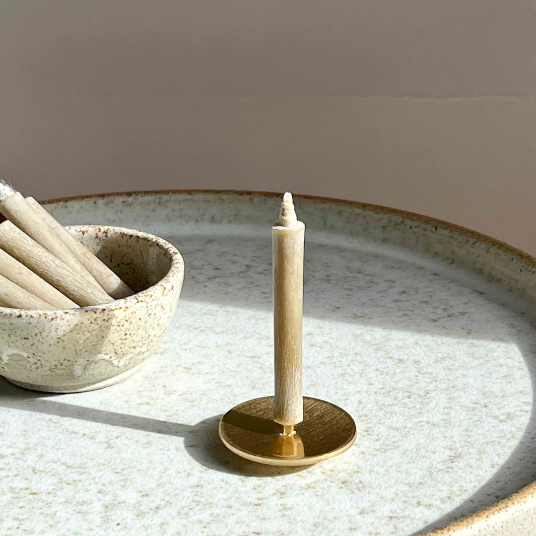 Candle Kiosk Ritual Candle Gift Set - 20 Min Mindfulness - 5 x 20 Minute burn time candles and brass candle stand - Stocked at LOVINLIFE Co Byron Bay for all your gifts, candles and interior decorating needs