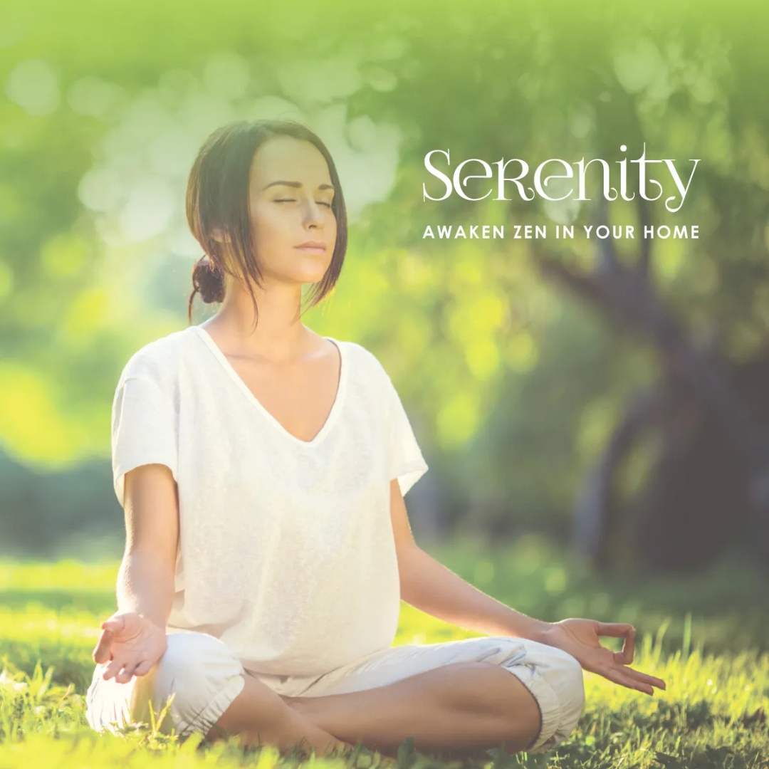Candle Making Kit - Serenity White with Gold by Eroma - picture of a woman meditating with the word serenity next to her - Stocked at LOVINLIFE Co Byron Bay for all your gifts, candles and interior decorating needs