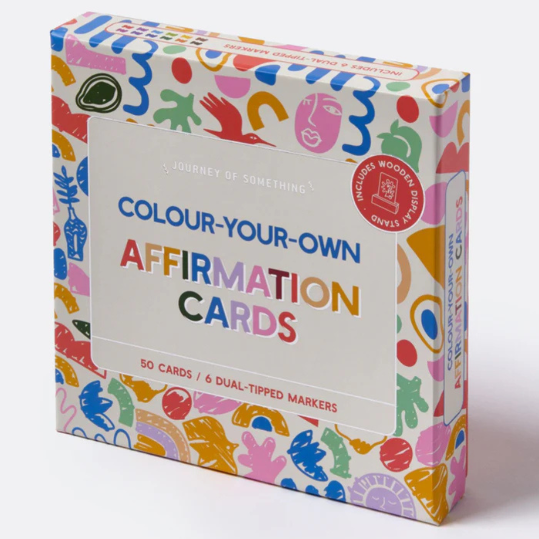 Affirmation Cards - Colour Your Own by Journey of Something - box pictured standing upright - Stocked at LOVINLIFE Co Byron Bay for all your gifts, candles and interior decorating needs