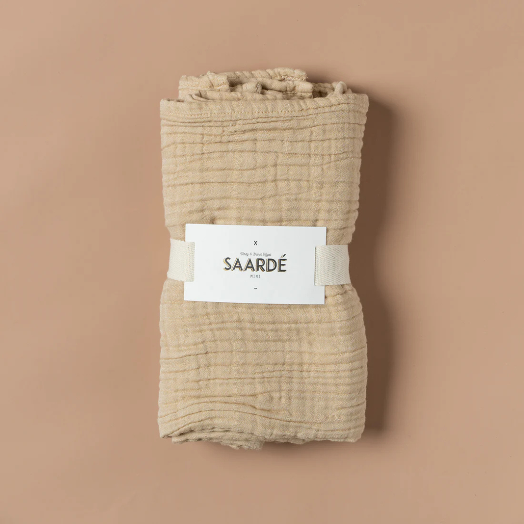 Crinkle Baby Blanket - Clay colour - pictured folded and in packaging - Stocked at LOVINLIFE Co Byron Bay for all your gifts, candles and interior decorating needs