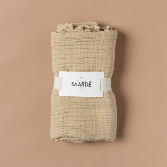 Crinkle Baby Blanket - Clay colour - pictured folded and in packaging - Stocked at LOVINLIFE Co Byron Bay for all your gifts, candles and interior decorating needs