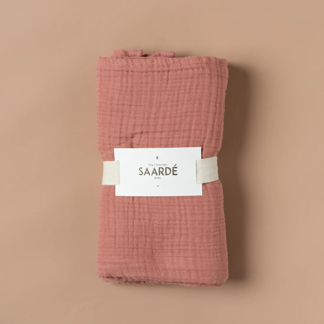 Crinkle Baby Blanket - Guava pink - pictured folded and in packaging - Stocked at LOVINLIFE Co Byron Bay for all your gifts, candles and interior decorating needs