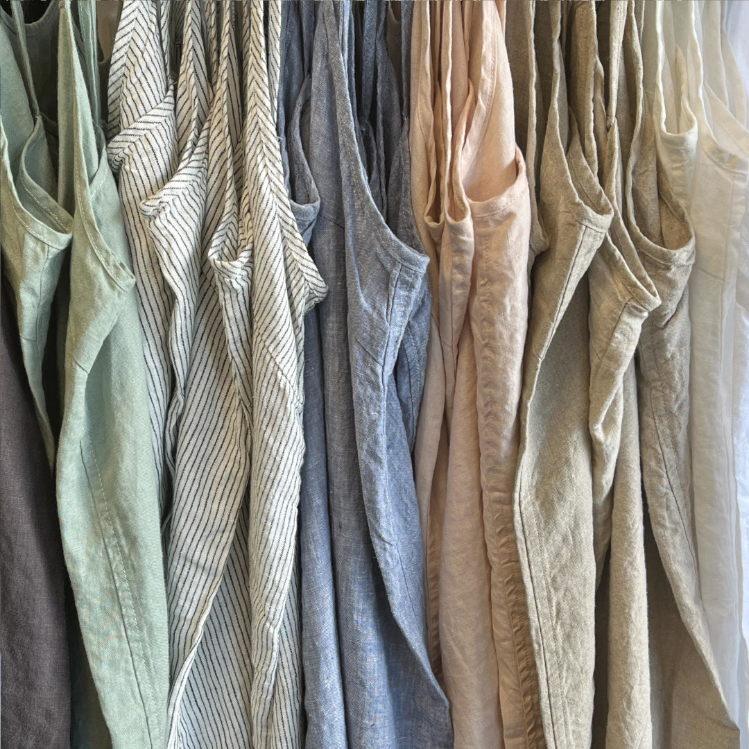 Versatile French Linen Slip Dresses, maxi and short lengths, by Miss Molly on display at LOVINLIFE Co Byron Bay for all your gifts, candles and interior decorating needs