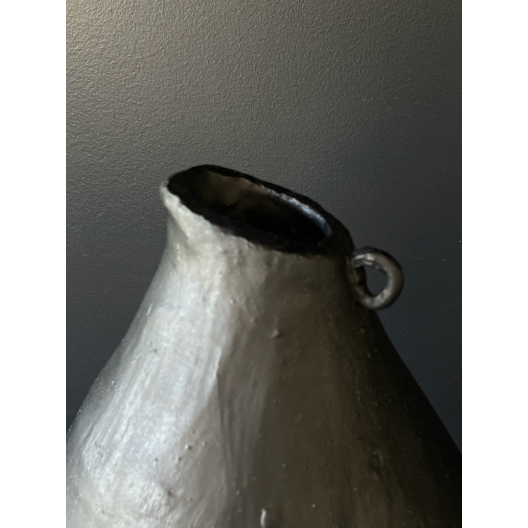 Lovinlife Co ByronBay - Handmade Ceramics Range - Tiny Handles Vessels by MC STUDIO CERAMICS - Volcanic Black clay ceramic Carafe or jug with tiny handles, close up of tiny handle pictured - available at LOVINLIFE Co Byron Bay for all your gifts, candles and interior decorating needs