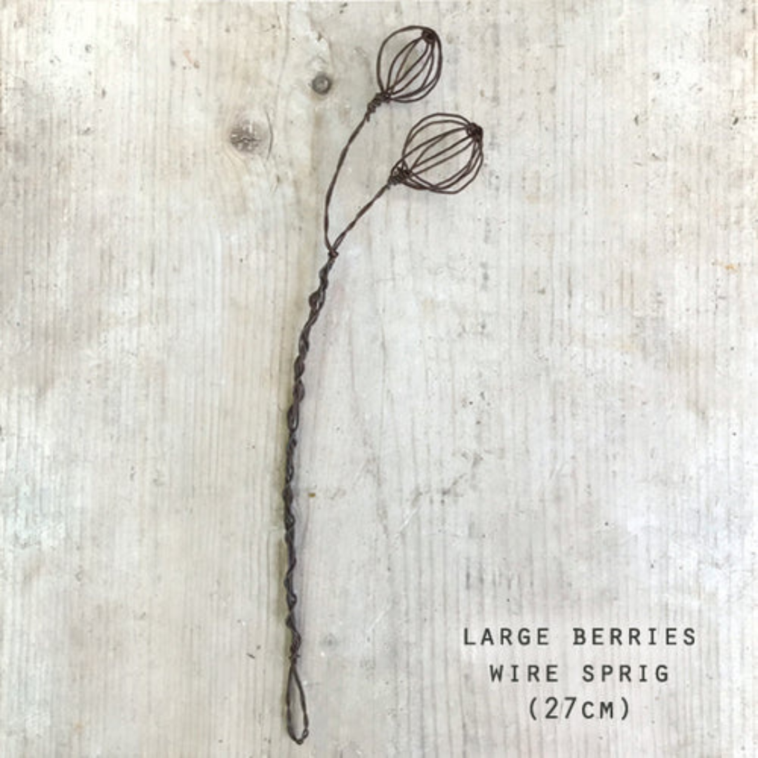 Twisted Wire Sprigs -Berries, large size pictured as a flat lay - Stocked at LOVINLIFE Co Byron Bay for all your gifts, candles and interior decorating needs