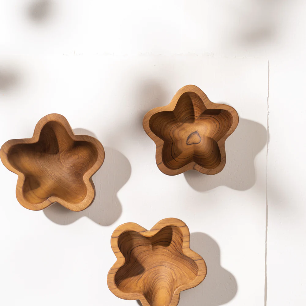 Inartisan - Fleur Timber Trinket Dish - top view - handmade with recycled wood - small condiment serving dish/bowl - Stocked at LOVINLIFE Co Byron Bay for all your gifts, candles and interior decorating needs