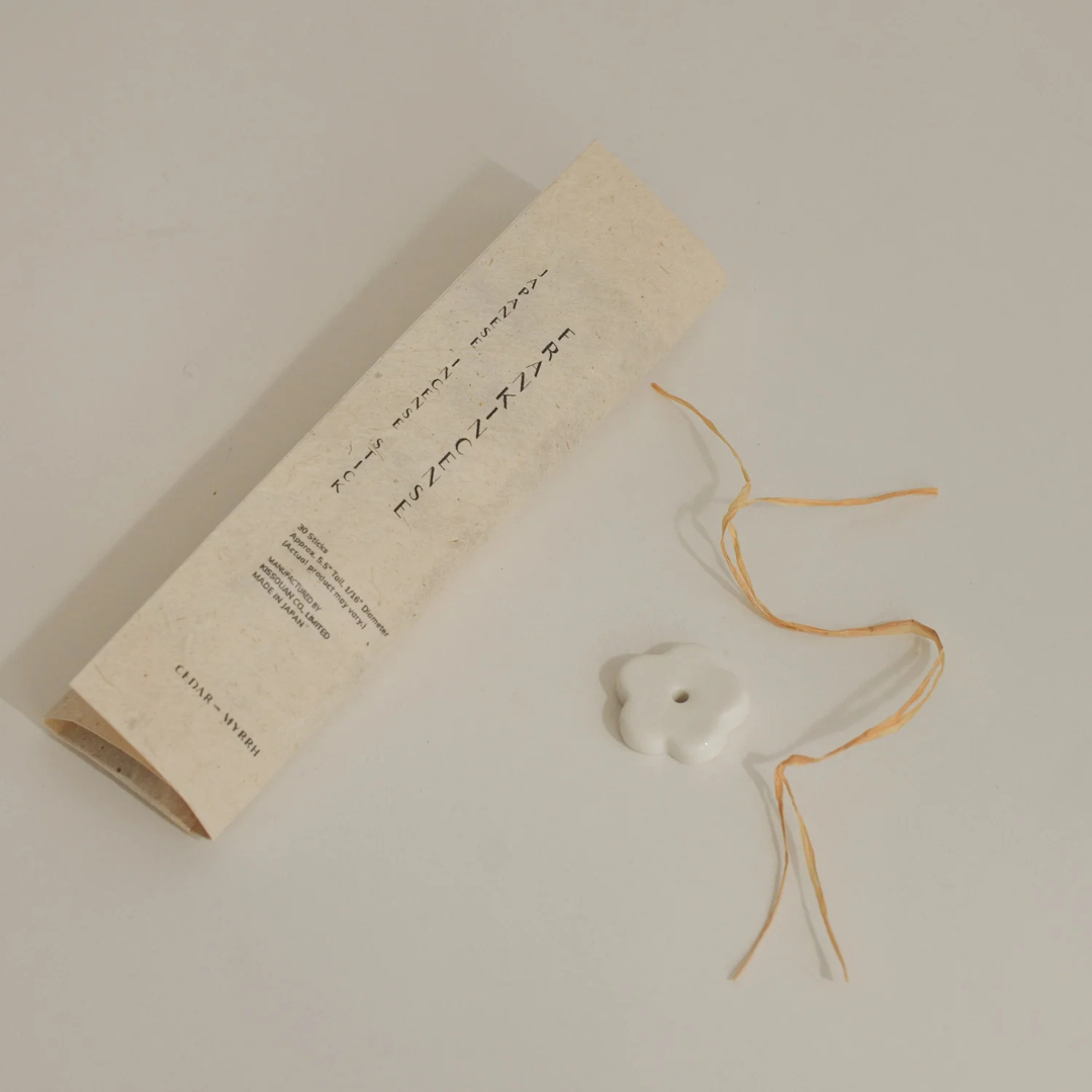 Incense Set - picture of the set unwrapped with incense stick holder lying next to the packet - Stocked at LOVINLIFE Co Byron Bay for all your gifts, candles and interior decorating needs