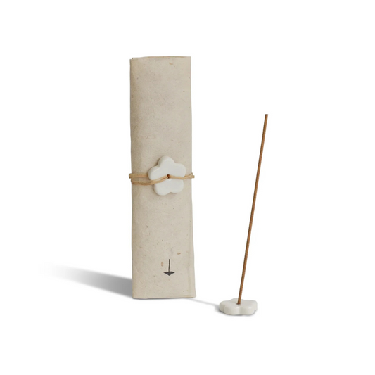 Incense Set - Japanese Palo Santo - Woody · Citrusy · Resinous scent - picture of an incense stick standing in the holder with the packet standing next to it - Stocked at LOVINLIFE Co Byron Bay for all your gifts, candles and interior decorating needs