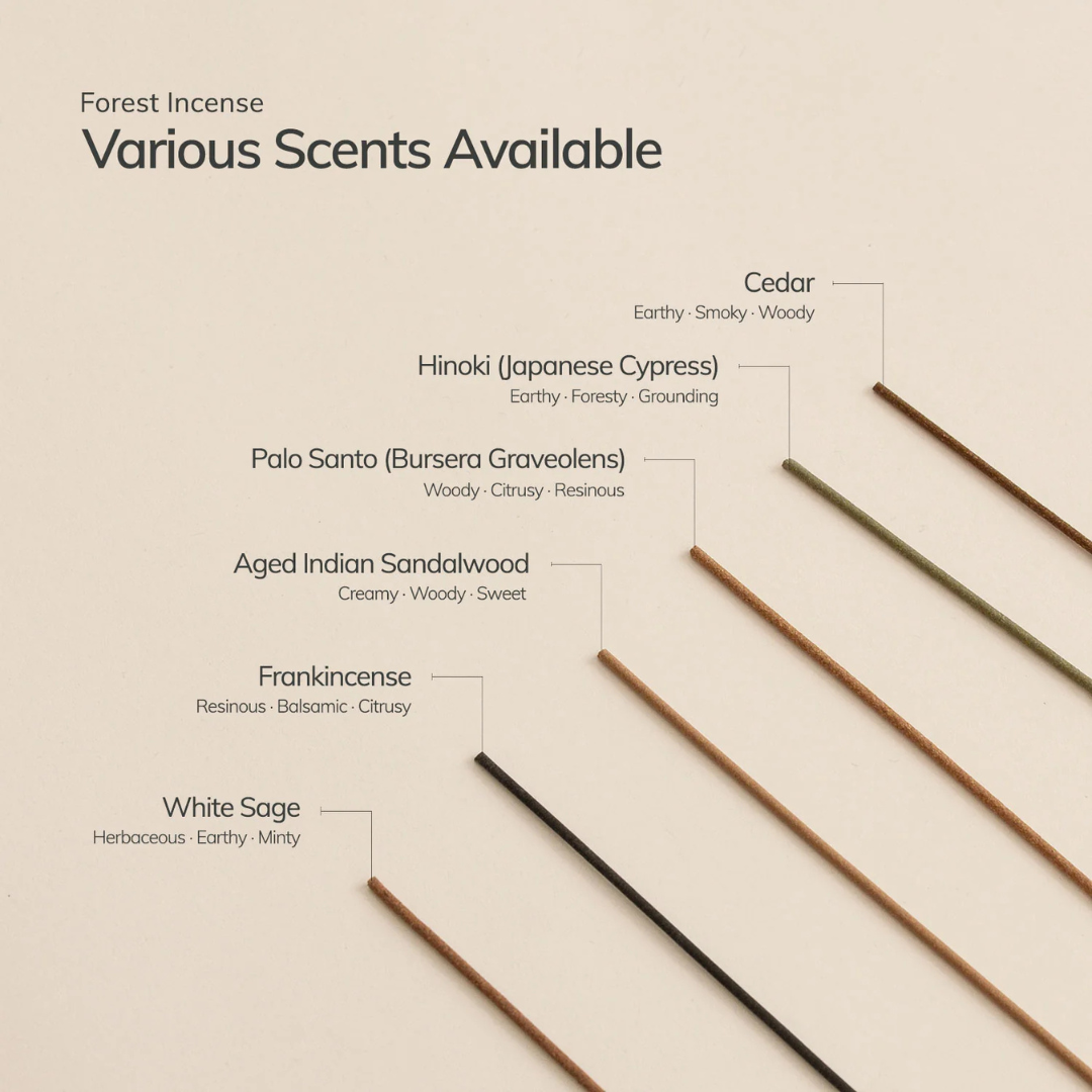 Incense Set - picture of the different scents and colours of incense sticks from Cedar and Myrrh available - Stocked at LOVINLIFE Co Byron Bay for all your gifts, candles and interior decorating needs