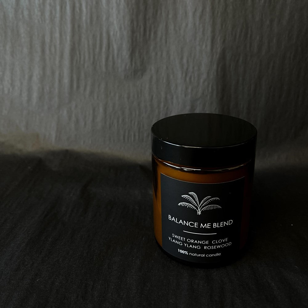 Lovinlife Co ByronBay - Signature Bath Salts and Candles Range, also available for wholesale - Custom All Natural Candle - Balance Me small candle with lid on - Sweet Orange Clove Ylang Ylang Rosewood - Handmade by LOVINLIFE CO Byron Bay for all your gifts, candles and interior decorating needs