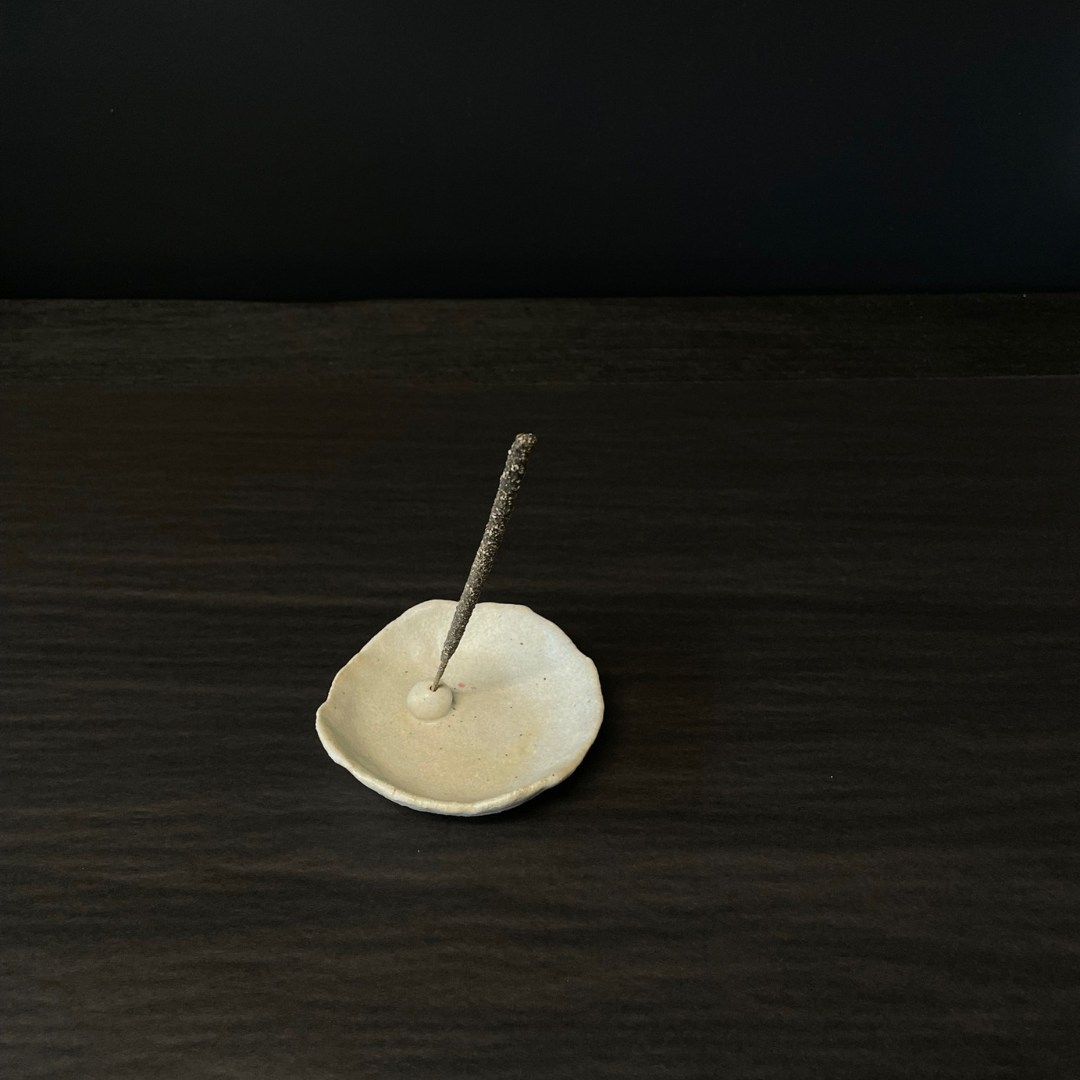 Lovinlife Co ByronBay – handmade Ceramic Incense Bowl with a fixed ball to perfectly hold your incense and catch the ash – pictured with incense stick - available at LOVINLIFE Co Byron Bay for all your gifts, candles and interior decorating needs