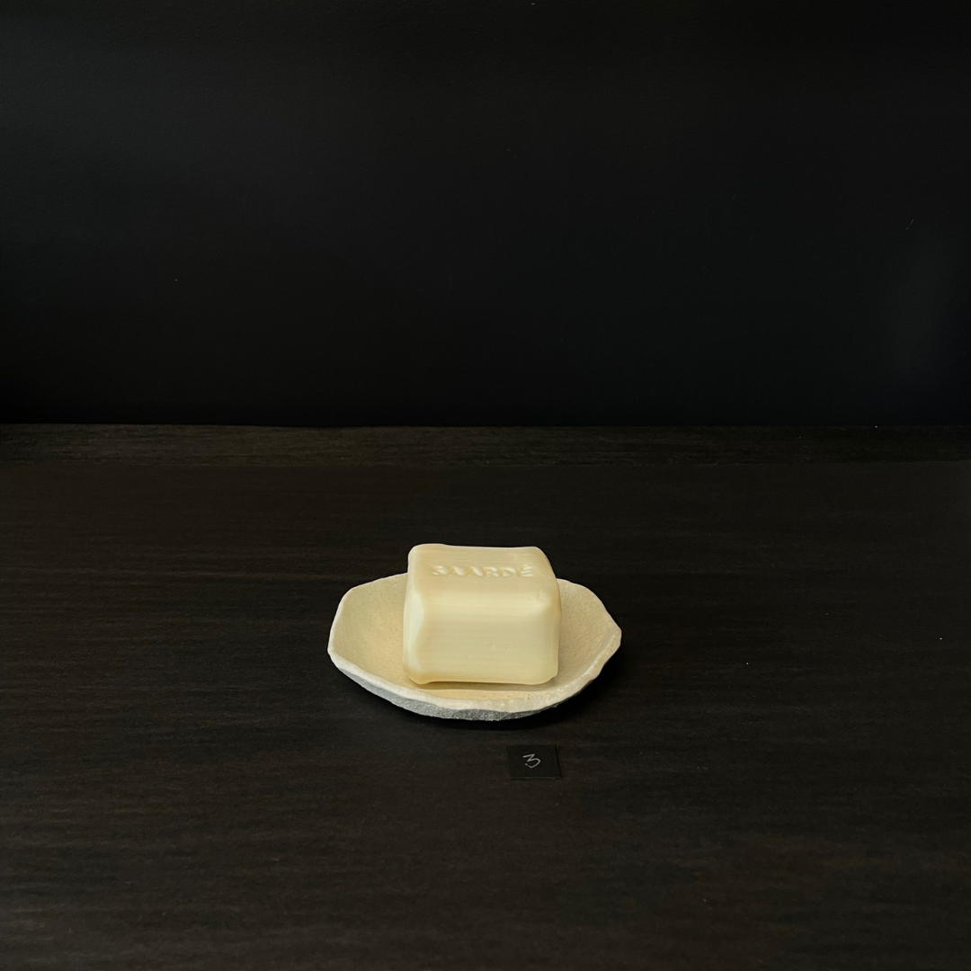 Lovinlife Co ByronBay – handmade Ceramic Smudging Plate for your Smudge sticks or Palo Santo, soap or trinkets – size 3 pictured holding Olive Oil Bar Soap by Saarde - available at LOVINLIFE Co Byron Bay for all your gifts, candles and interior decorating needs