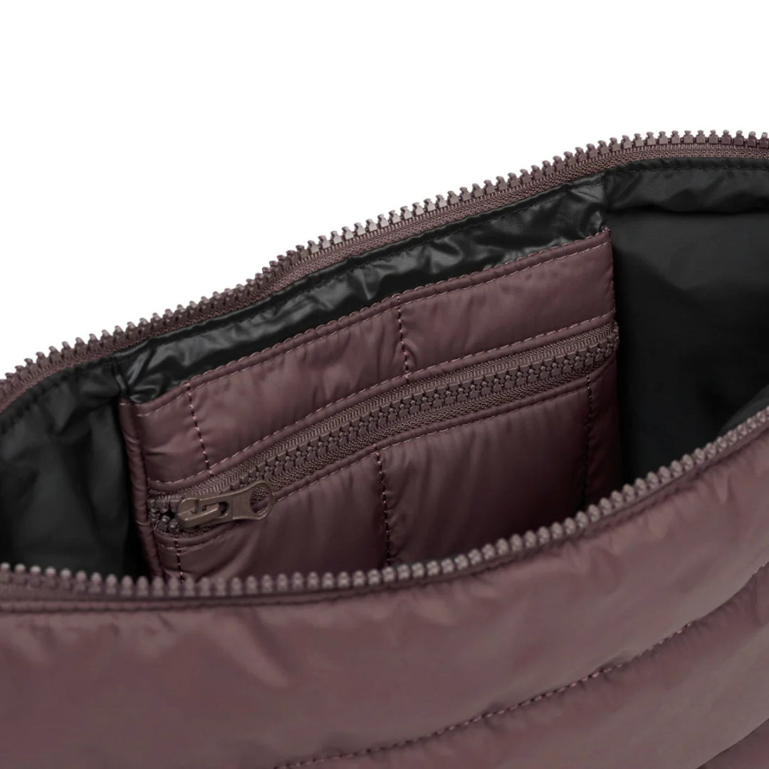 Stash Base Crossbody Bag - an everyday crossbody bag in soft, cloud-like fabric - inside of chocolate bag pictured - Stocked at LOVINLIFE Co Byron Bay for all your gifts, candles and interior decorating needs