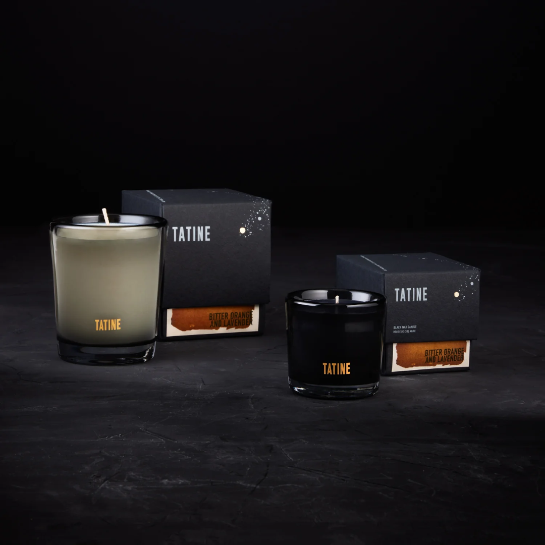 Tatine Bitter Orange and Lavender Candle - Tart citrus Seville orange oil stirred with bright notes of marmalade and a whirl of dark orange bitters are combined with fragrant Barreme lavender - made with sustainably sourced ssentials, absolutes, and plant based extracts in handmade brass cup - Stocked at LOVINLIFE Co Byron Bay for all your gifts, candles and interior decorating needs