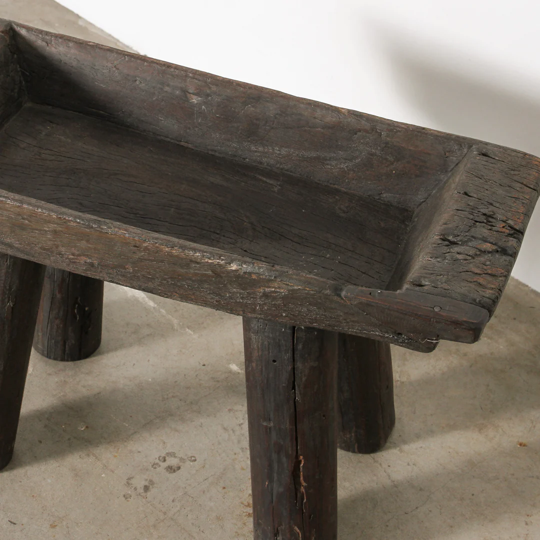 Indigo Love Vintage Indian Tray on Stand - top view - Crafted from reclaimed wood - Indian Storage Tray on legs - display stand or tray - Stocked at LOVINLIFE Co Byron Bay for all your gifts, candles and interior decorating needs