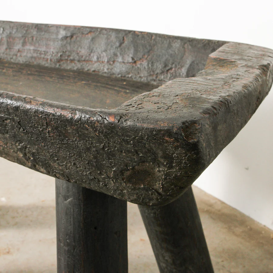 Indigo Love Vintage Indian Tray on Stand - close up of vintage wooden detail - Crafted from reclaimed wood - Indian Storage Tray on legs - display stand or tray - Stocked at LOVINLIFE Co Byron Bay for all your gifts, candles and interior decorating needs