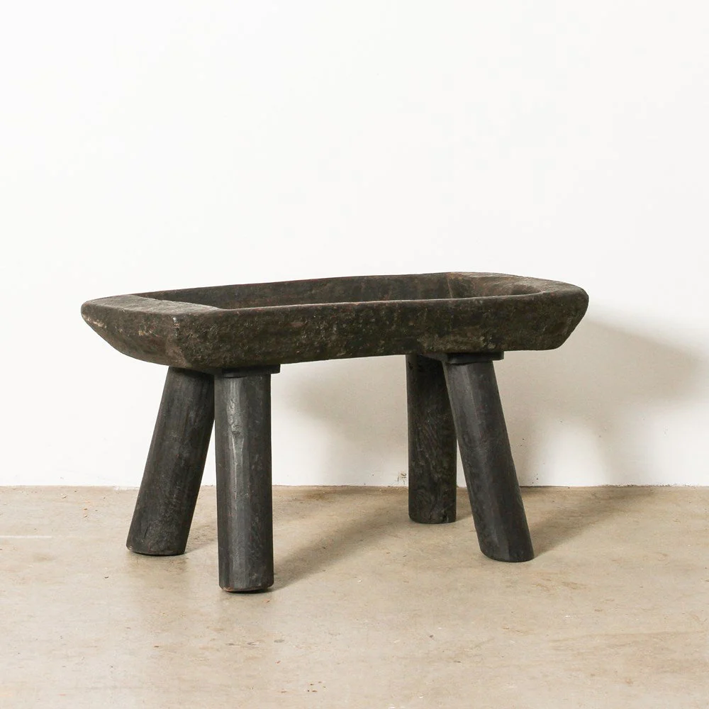 Indigo Love Vintage Indian Tray on Stand - side view - Crafted from reclaimed wood - Indian Storage Tray on legs - display stand or tray - Stocked at LOVINLIFE Co Byron Bay for all your gifts, candles and interior decorating needs