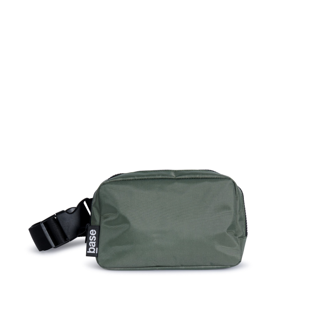 Waist Base Nylon Bag to wear on the waist like a fanny pack or bum bag, or slung over a shoulder - Khaki bag pictured, front view - Stocked at LOVINLIFE Co Byron Bay for all your gifts, candles and interior decorating needs