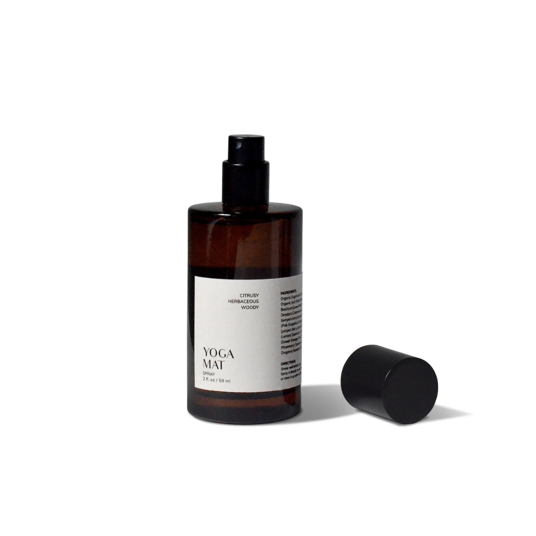 CoYoga Mat Spray - Citrusy, Herbaceous, Woody scent - bottle pictured with cap off - Stocked at LOVINLIFE Co Byron Bay for all your gifts, candles and interior decorating needs