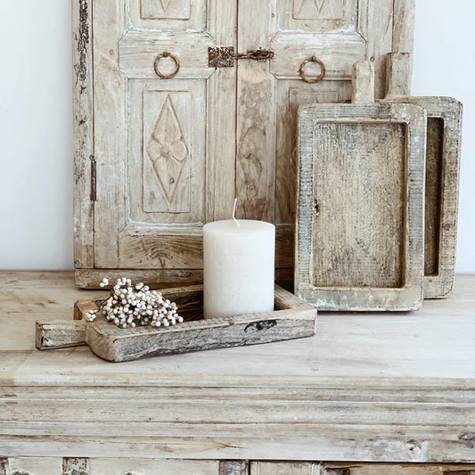 Vintage Indian Wooden Trays - Bleached