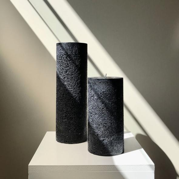 Candle Kiosk - All Natural Textured Pillar Candles - black, large, unscented - Stocked at LOVINLIFE Co Byron Bay for all your gifts, candles and interior decorating needs