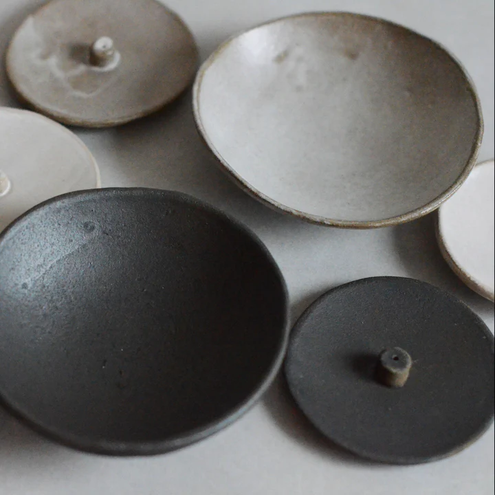 Cedar and Myrrh Handmade Ceramic Incense Holders and Smudging Bowls - white, natural and black clay - Stocked at LOVINLIFE Co Byron Bay for all your gifts, candles and interior decorating needs