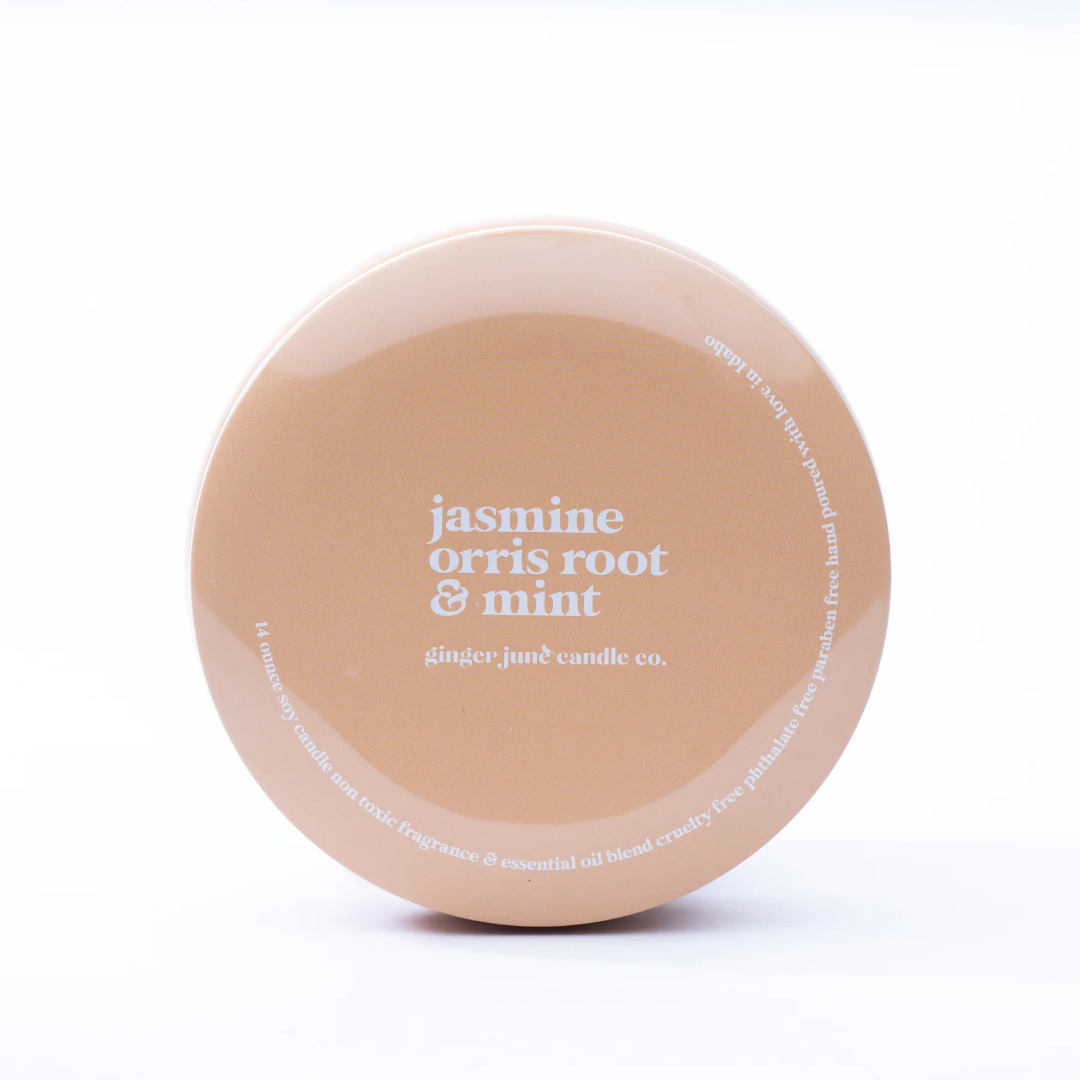 Ginger June Candle Tin - Mustard - Jasmine, Orris Root & Mint - Stocked at LOVINLIFE Co Byron Bay for all your gifts, candles and interior decorating needs