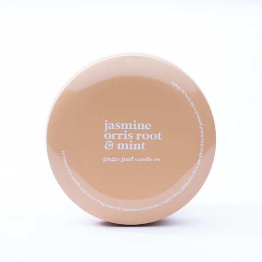 Ginger June Candle Tin - Mustard - Jasmine, Orris Root & Mint - Stocked at LOVINLIFE Co Byron Bay for all your gifts, candles and interior decorating needs