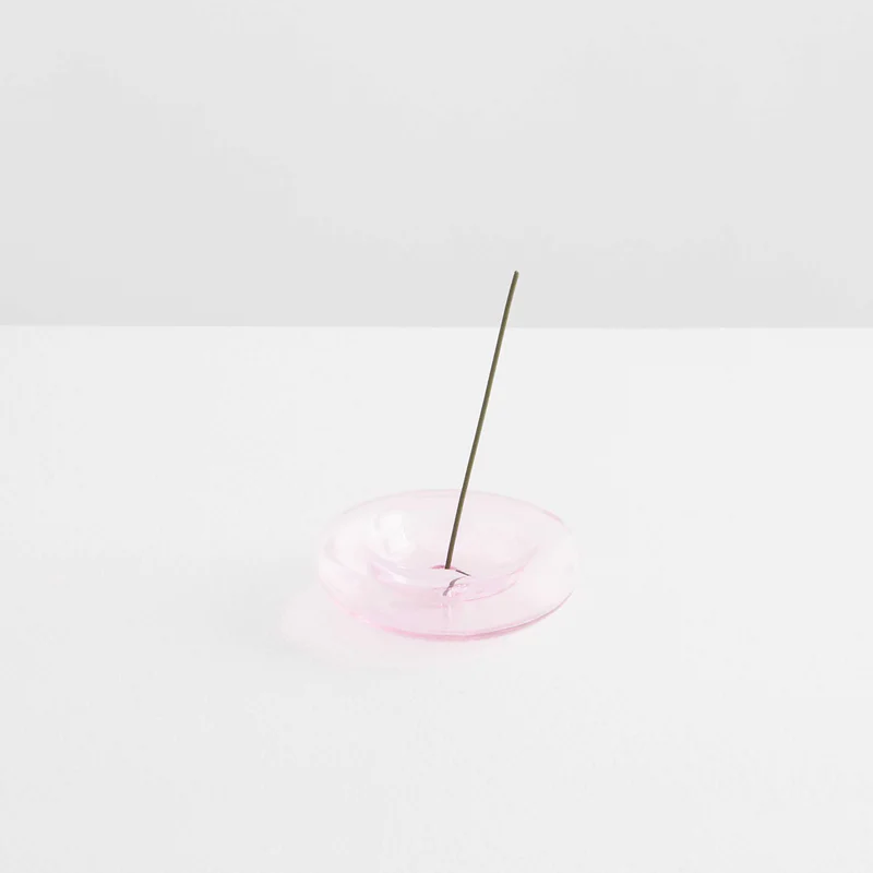 Maison Balzac playful and minimal bubble of 100% Borosilicate glass hand blown into a modern incense stick holder - pink glass pebble incense stick holder - Stocked at LOVINLIFE Co Byron Bay for all your gifts, candles and interior decorating needs