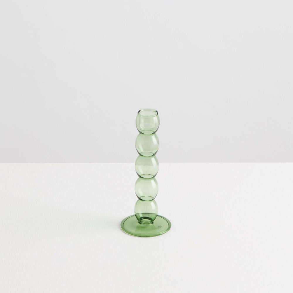 MB Candle Holder - Glass Volute Green