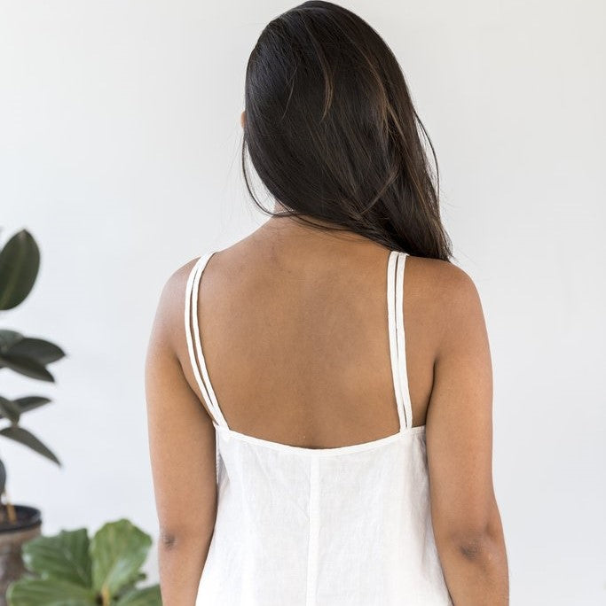 Classic French/Flax Linen, Loose fitting long Summer Slip Dress from Lovinlife Co Byron Bay - back