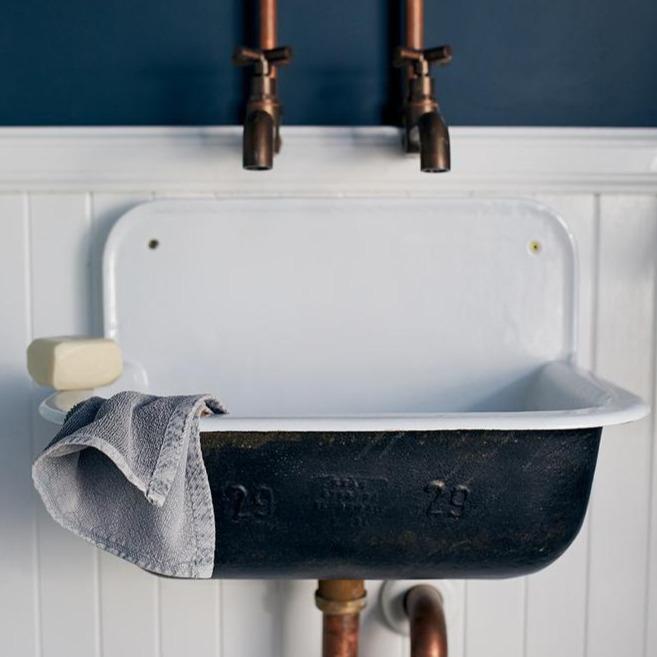 Lovinlife Co ByronBay – Saarde Hamam (Natural) Olive Oil Bar Soap – Lavender, Eucalyptus and Rosemary scent – soap bar resting on metal sink pictured - available at LOVINLIFE Co Byron Bay for all your gifts, candles and interior decorating needs