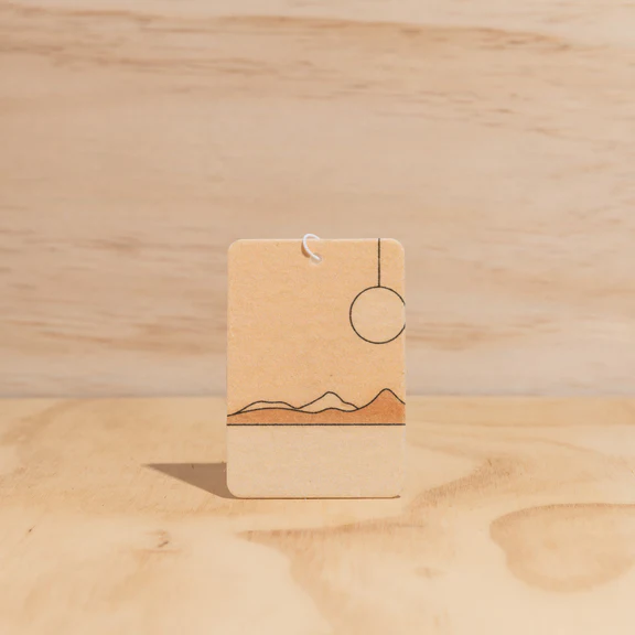 Summer design Air Freshener tags - Made from 100% post-consumer materials - Mali scent Blends coconut and lime sublime, take me for cocktails on the beach, with a summer breeze and palm trees - Tranquillity tag pictured - Stocked at LOVINLIFE Co Byron Bay for all your gifts, candles and interior decorating needs