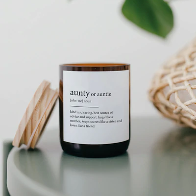 Candle - Commonfolk Dictionary - Aunty or Auntie - Stocked at LOVINLIFE Co Byron Bay for all your gifts, candles and interior decorating needs