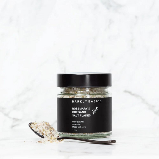 Barkly Basics Gourmet Rosemary & Oregano Salt Flakes - perfect for seasoning meats, poultry and roasted vegetables - available at LOVINLIFE Co Byron Bay for all your gifts, candles and interior decorating needs