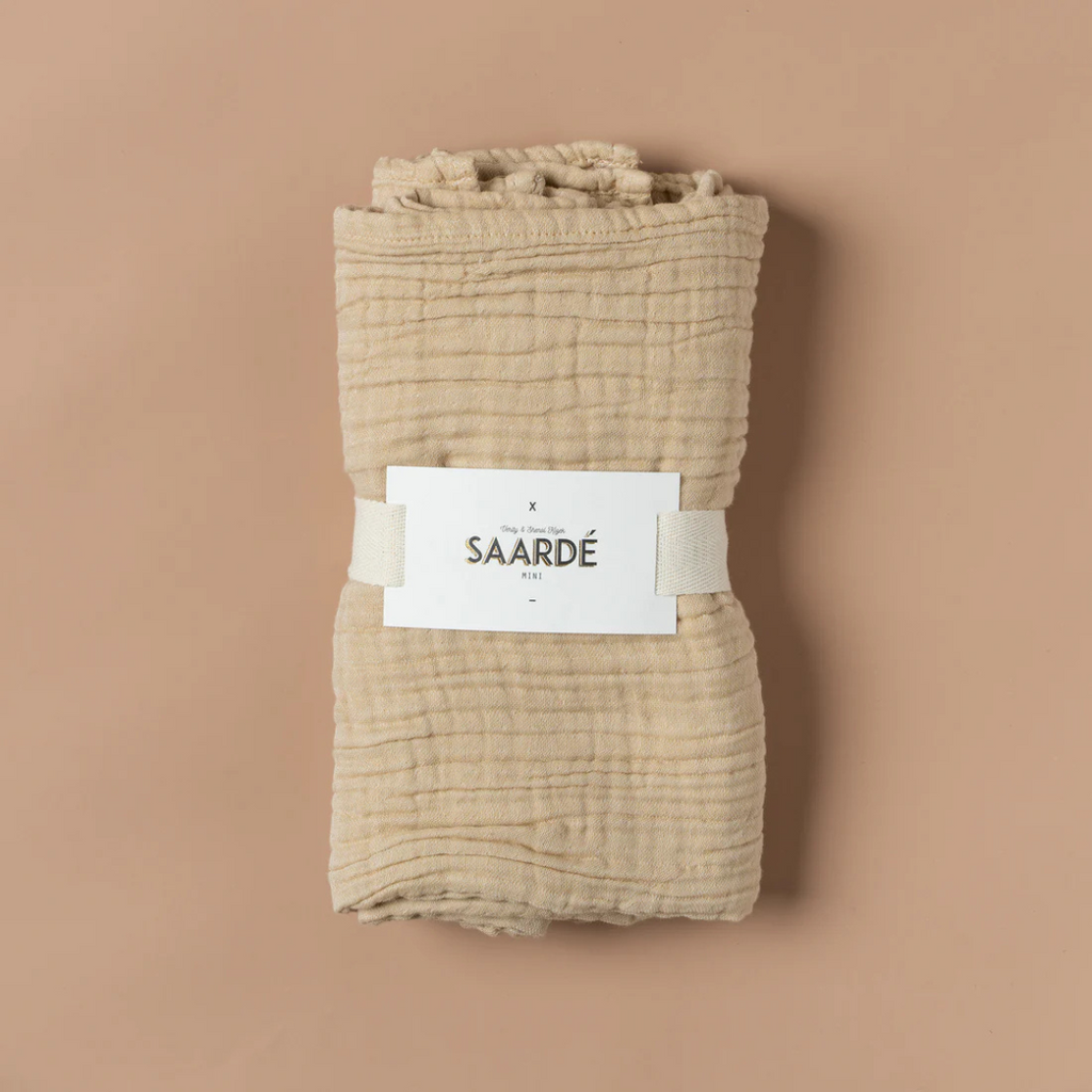 Crinkle Baby Blanket - Clay colour - pictured folded and in packaging - Stocked at LOVINLIFE Co Byron Bay for all your gifts, candles and interior decorating needs