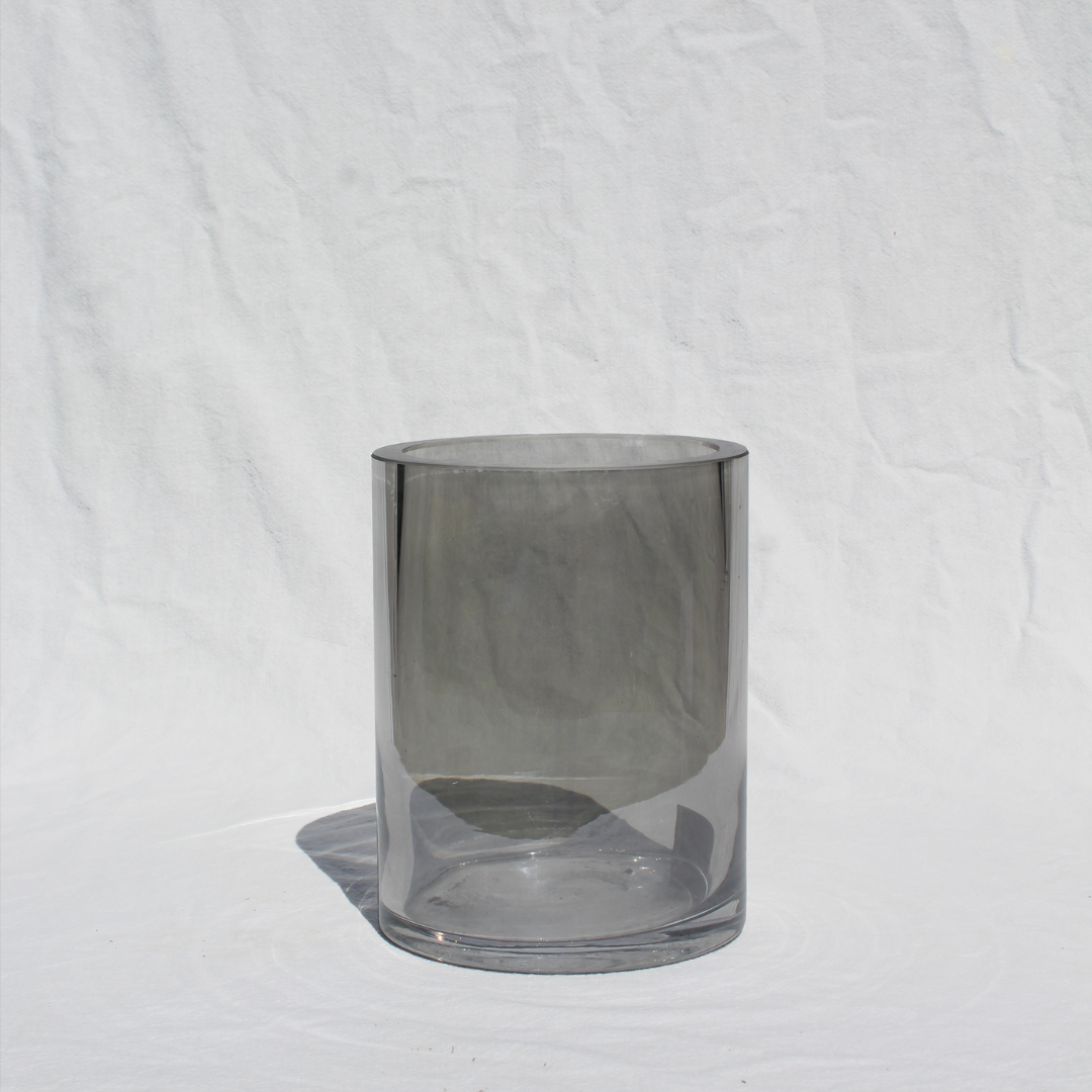 Cylinder Glass Candle Holder / Vase from Francalia in Lustre Black, pictured on a white background - Stocked at LOVINLIFE Co Byron Bay for all your gifts, candles and interior decorating needs