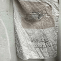 French Linen Tea Towel pictured hanging to show a sketch of a butter dish and the words "Life's too short for fake butter..." printed underneath. Designed in Australia, Heaven In Earth, available at LOVINLIFE Co Byron Bay
