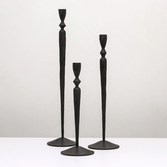Indigo Love Grace Black Taper Candlestand - all 3 sizes pictured - Handcrafted from iron - Tabletop Candle Holders - Stocked at LOVINLIFE Co Byron Bay for all your gifts, candles and interior decorating needs