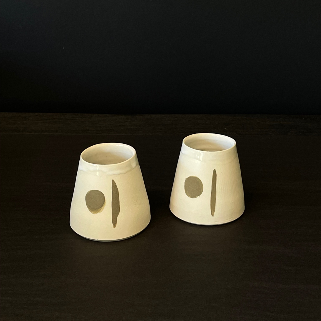 Lovinlife Co ByronBay - Handmade Ceramics Range - Carafe Series by MC STUDIO CERAMICS - Palm Springs ceramic white clay Cups pictured - available at LOVINLIFE Co Byron Bay for all your gifts, candles and interior decorating needs