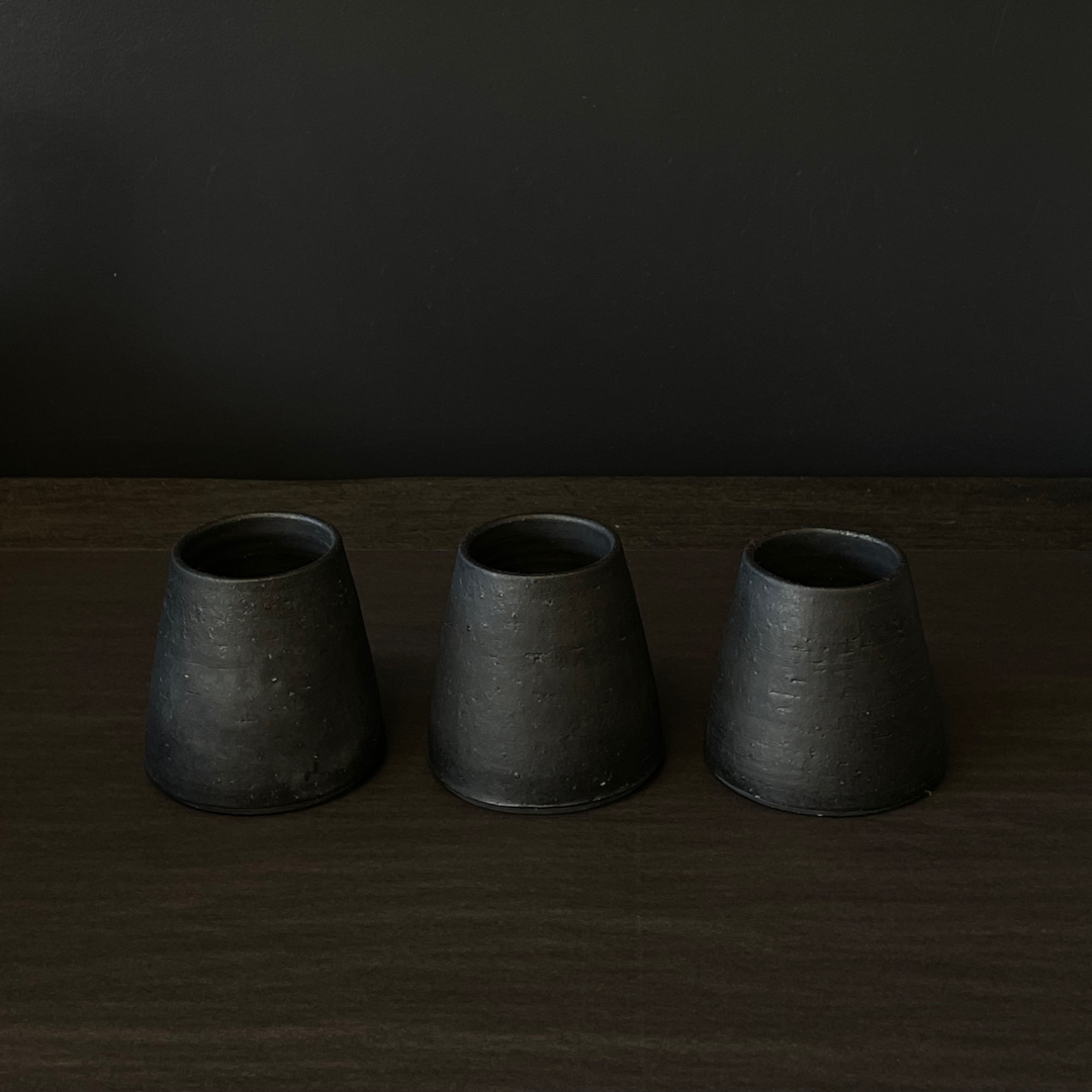 Lovinlife Co ByronBay - Handmade Ceramics Range - Carafe Series by MC STUDIO CERAMICS - Volcanic Black clay ceramic Cups pictured - available at LOVINLIFE Co Byron Bay for all your gifts, candles and interior decorating needs