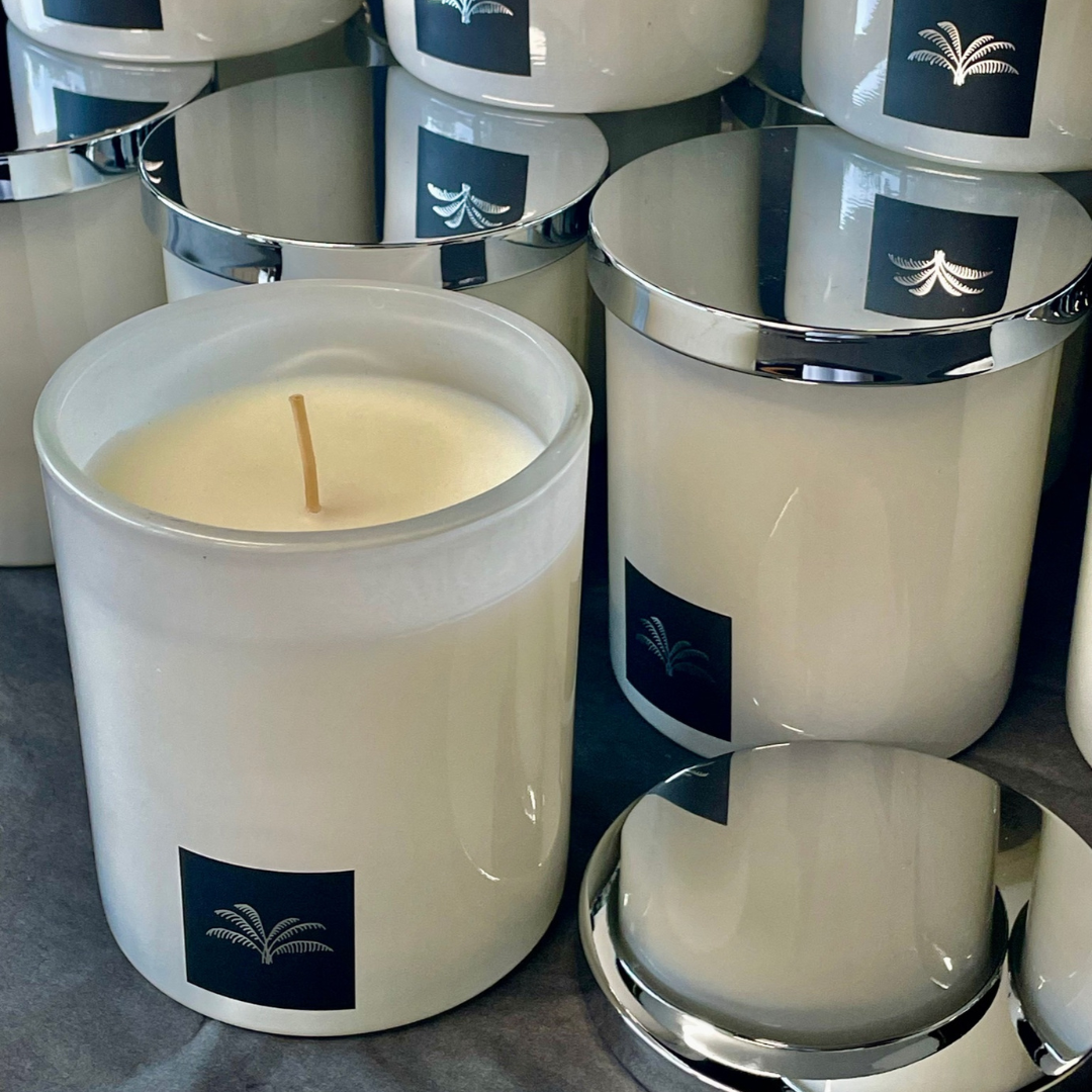 Lovinlife Co ByronBay - Signature Candle Range, also available for wholesale - Natural, Hand Made Candle in Re-usable jar - French Vanilla custom order pictured stacked - available at LOVINLIFE Co Byron Bay for all your gifts, candles and interior decorating needs