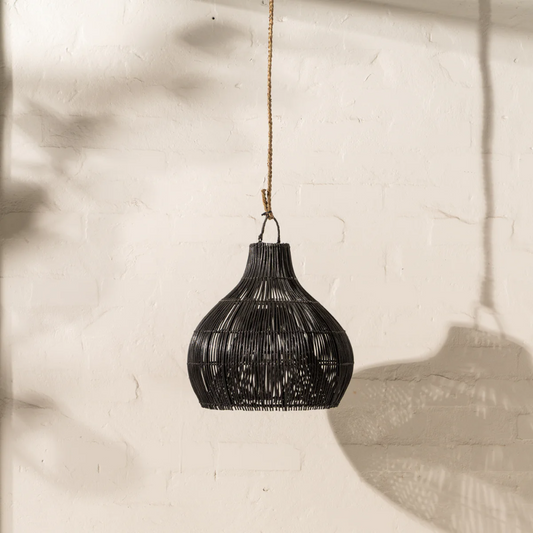 Inartisan - Dari Rattan MINI Light Shade - Black, hand made natural rattan using traditional weaving techniques - Stocked at LOVINLIFE Co Byron Bay for all your gifts, candles and interior decorating needs