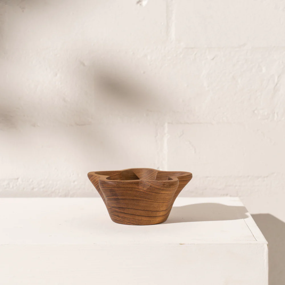 Inartisan - Fleur Timber Trinket Dish - side view - handmade with recycled wood - small condiment serving dish/bowl - Stocked at LOVINLIFE Co Byron Bay for all your gifts, candles and interior decorating needs