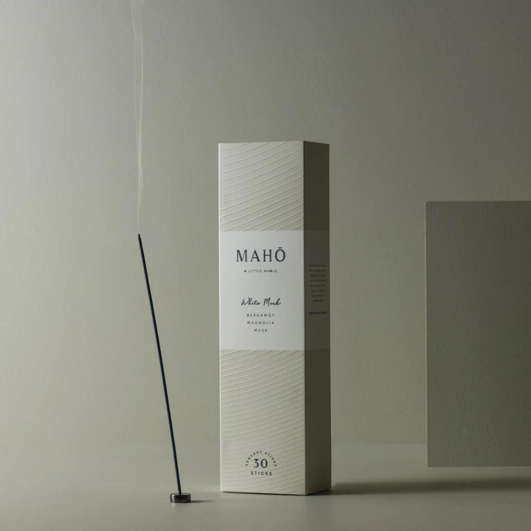 Incense Sticks - White Musk by MAHO Sensory with scent profile featuring a crisp Citrus and Bergamot blend before dancing into a spicy Floral - available at LOVINLIFE Co Byron Bay for all your gifts, candles and interior decorating needs