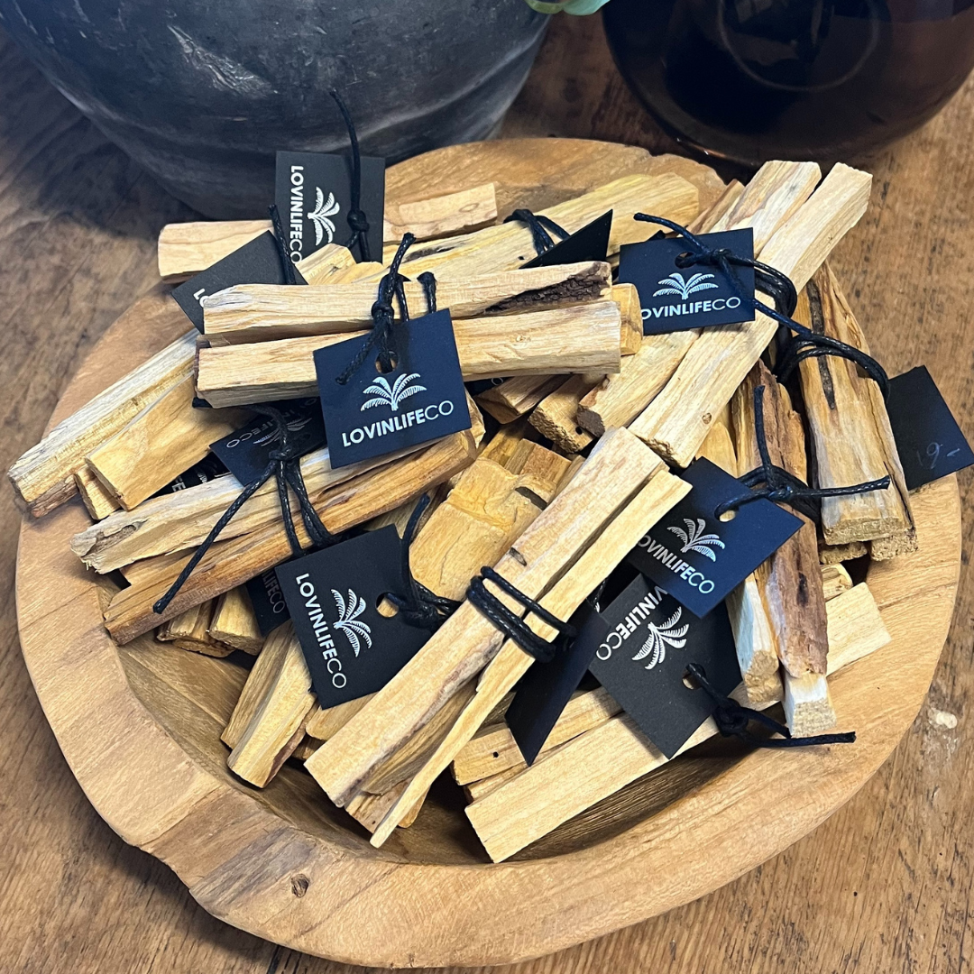 Lovinlife Co ByronBay - Palo Santo Stick Sets - Burning Ritual Stick - stack in bowl - available at LOVINLIFE Co Byron Bay for all your gifts, candles and interior decorating needs